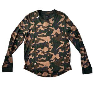 D&F Denim & Flower Ricky Singh Camo Long Sleeve Tokyo Henley Mens Size Medium